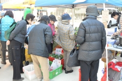 写真:野菜を買い求める列
