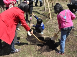 写真:参加者による記念植樹