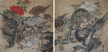 画像:逸見一信(狩野一信)「牡丹に唐獅子図」