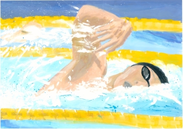 作品画像：中学生の部　銅賞　「日本水泳」 