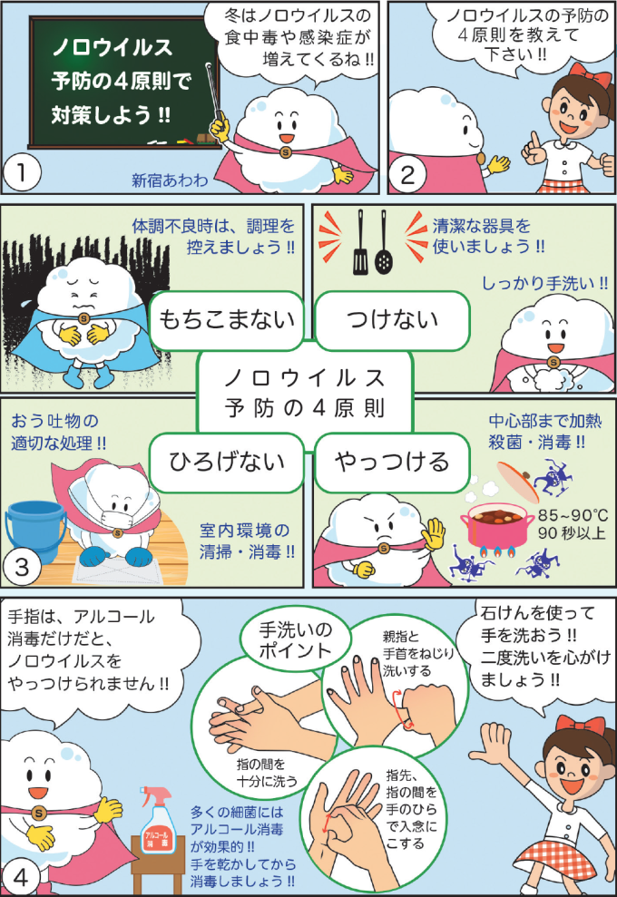 ノロウイルスを「ひろげない」画像