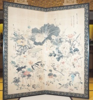 浄輪寺の花卉寄合描屏風の写真