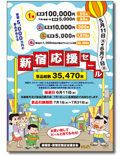 画像:バカボンが描かれた「新宿応援セール」抽選券(見本)