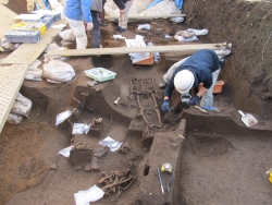 写真：人骨の発掘作業