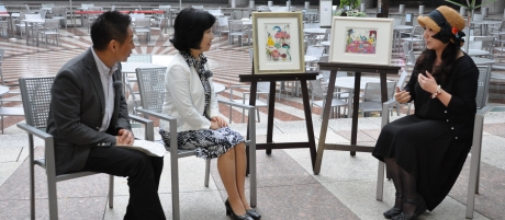 写真:蟹江杏さんと中山区長の対談