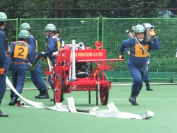 写真：新宿消防団消防操法大会の様子