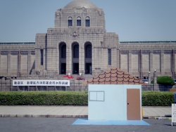 写真:水防訓練会場の聖徳記念絵画館前