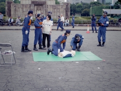 写真:応急救護訓練の様子