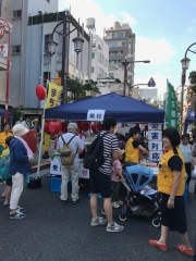 写真:災害対応訓練受付テント