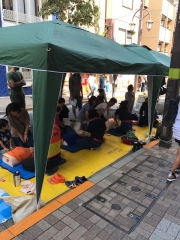 写真:応急救護訓練のテント
