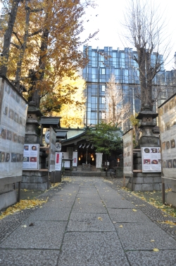 写真:神社の境内と写真展
