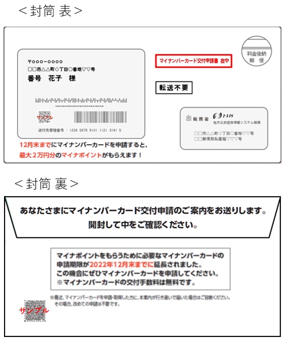 「QRコード付きマイナンバーカード交付申請書」が送付されます画像1