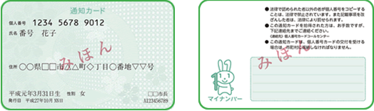 通知カード(見本)