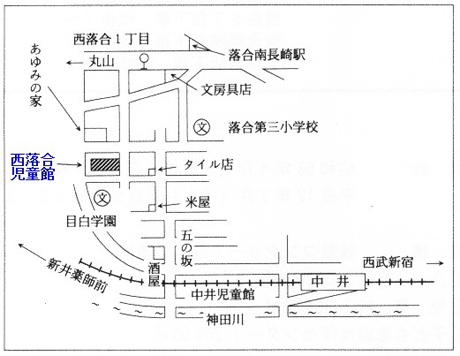 画像：落合三世代交流サロン所在地地図