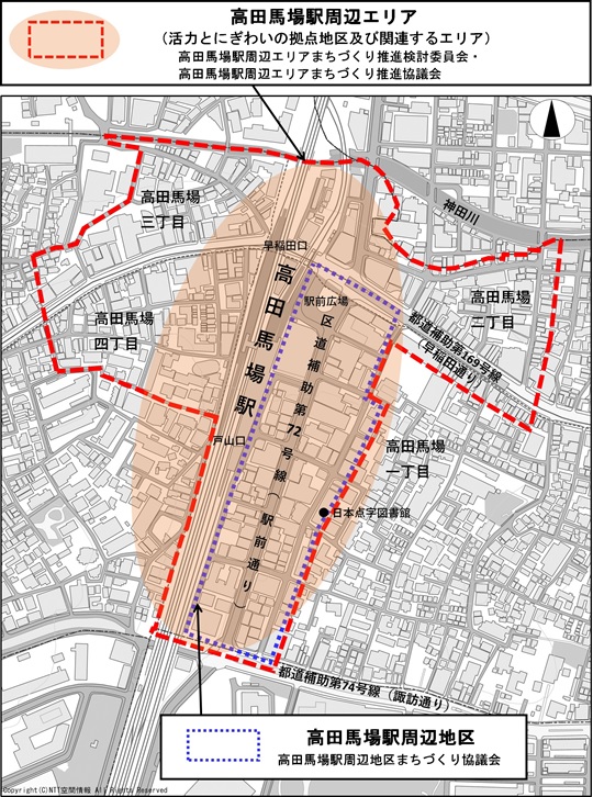 高田馬場周辺の範囲図