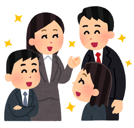 楽しく同僚と話す会社員のイラスト