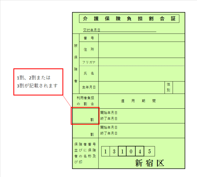 介護保険負担割合証について画像