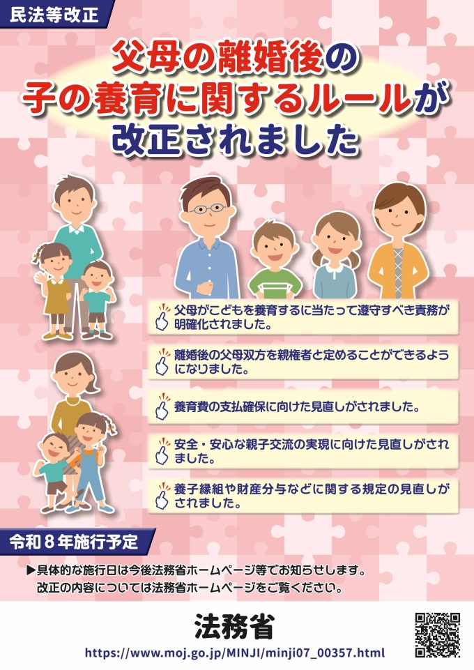 父母の離婚後の子の養育に関するルールが改正されました（共同親権等）画像1
