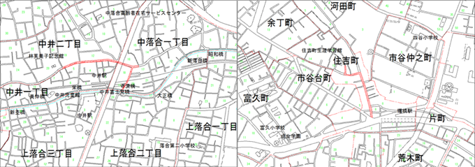 令和8年度実施路線・中井通り、曙橋通り案内図
