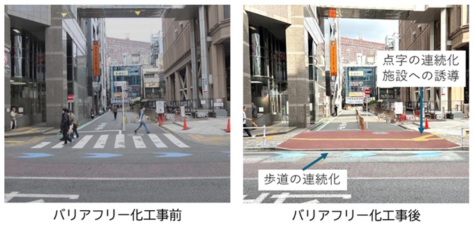 バリアフリー工事実施前後の様子画像